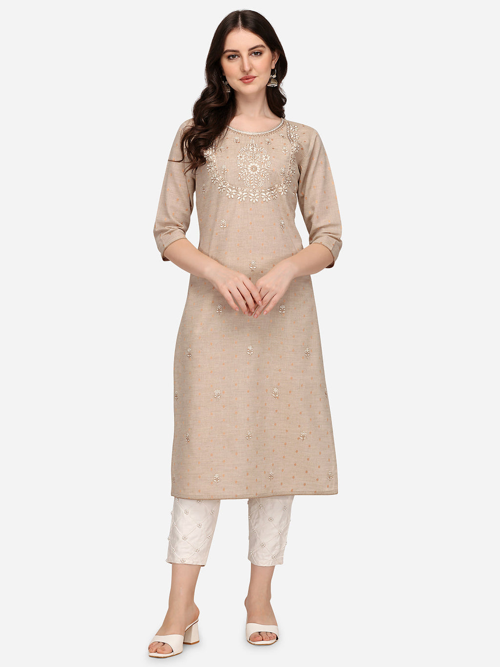 Embroidered Kurta With Pant & Dupatta Set, Multicolor - Hiral Fashion - Distacart