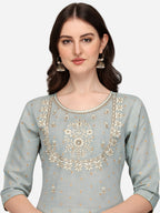 Embroidered Kurta With Pant & Dupatta Set, Multicolor - Hiral Fashion - Distacart