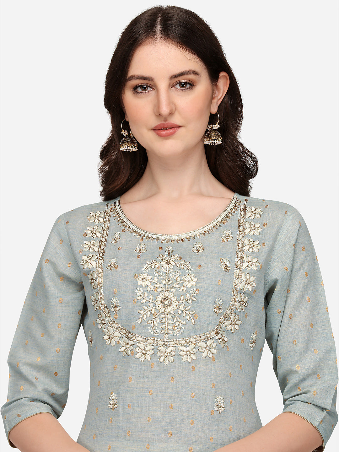 Embroidered Kurta With Pant & Dupatta Set, Multicolor - Hiral Fashion - Distacart