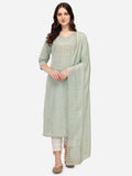 Embroidered Kurta With Pant & Dupatta Set, Multicolor - Hiral Fashion - Distacart
