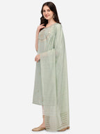 Embroidered Kurta With Pant & Dupatta Set, Multicolor - Hiral Fashion - Distacart