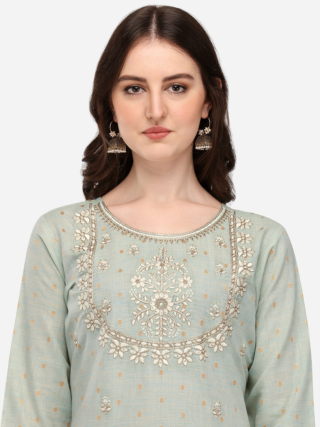 Embroidered Kurta With Pant & Dupatta Set, Multicolor - Hiral Fashion - Distacart