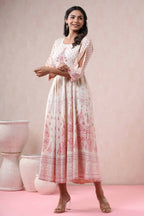 Juniper Women Ivory American Crepe Printed Flared Dress - Distacart