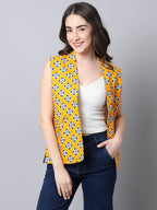 Even Apparels Yellow Viscose Rayon Open Front Women's Waistcoat - Distacart