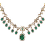 Nuyug 18K Gold Plated Emerald Blossom Necklace Set