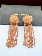 Inhanns Handmade Crystal Waterfall Earrings - Long - Peach Big - Distacart