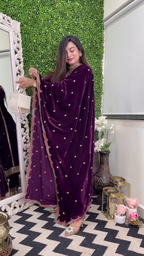 Lehenga Mart Designer Heavy Pure Viscose Velvet Top Pant & Dupatta Set-Purple - Distacart