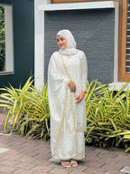Lehenga Mart Sequence Embroidery Top And Palazzo With Dupatta Set-White - Distacart