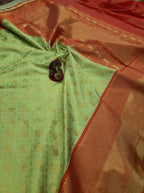 DEIANA'S Beautiful Designer Golden zari Soft Lichi Silk Saree - Pista