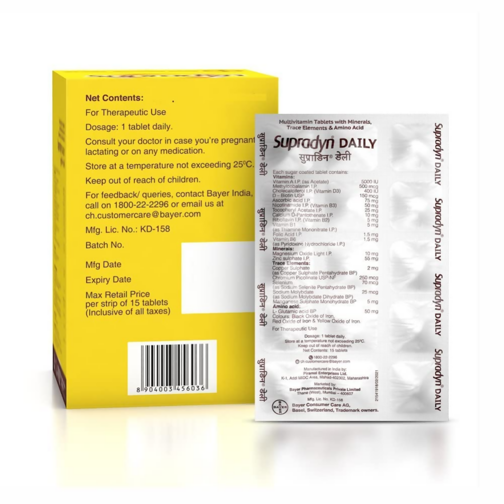 Supradyn Daily Multivitamin Tablets for Men & Women - Distacart