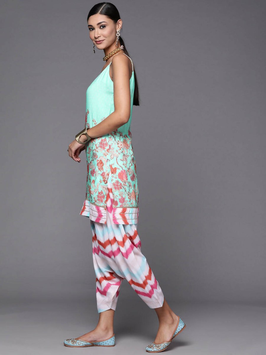 Ahalyaa Women Blue Floral Printed Kurta with Patiala & With Dupatta - Distacart