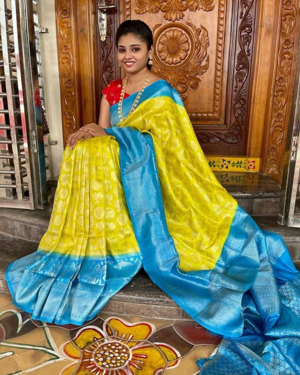 DEIANA'S Beautiful Designer Golden zari Soft Lichi Silk Saree - Yellow
