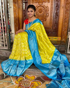 DEIANA'S Beautiful Designer Golden zari Soft Lichi Silk Saree - Yellow