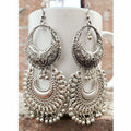 Double Design And Chandbali Hangings Step By Step With Silver Drops Earrings