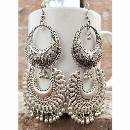 MS Fashion India Double Design And Chandbali Hangings Step By Step With Silver Drops Earrings