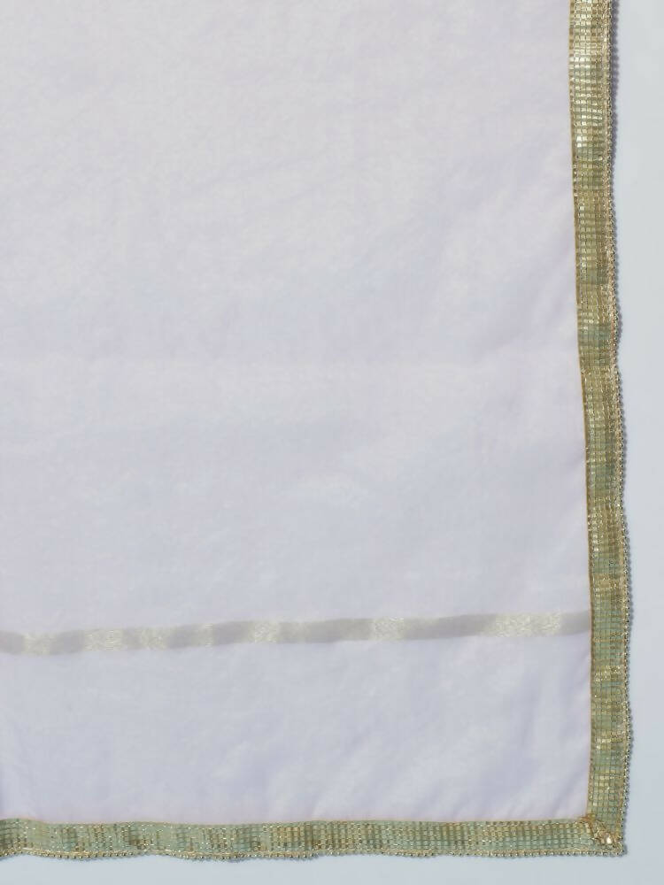 Myshka Women Printed Lavender Kurta & Trousers With Dupatta - Distacart