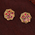 Estele Rose Gold-Polished CZ Peacock Designer Drop Earrings with Ruby Stones for Women - Distacart