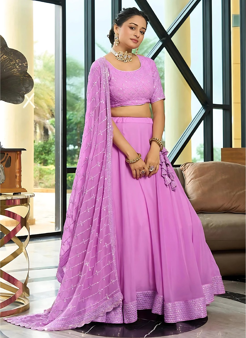 Lehenga Mart Designer Wedding Lehenga Choli For Women - Lavender