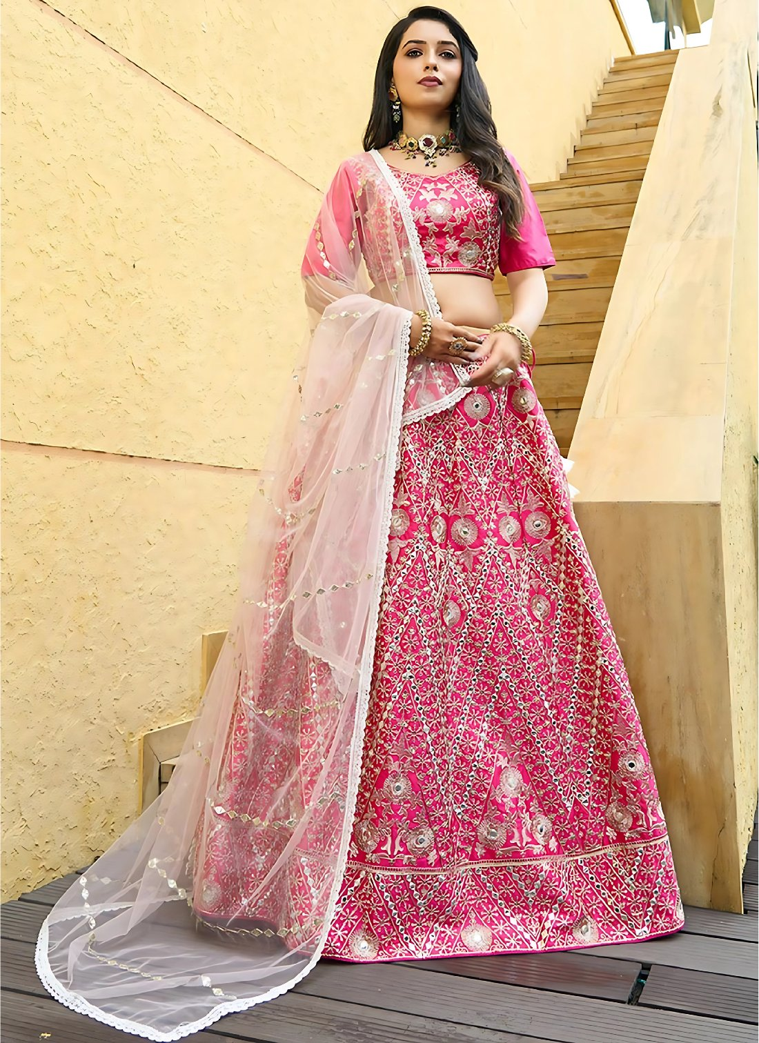 Lehenga Mart Designer Wedding Lehenga Choli For Women - Pink
