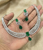 Jewel City Stunning CZ Diamond American Diamond Necklace Set with Drop Earrings - Bridal, Wedding, Party Wear - Distacart