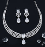 Jewel City Stunning CZ Diamond American Diamond Necklace Set with Drop Earrings - Bridal, Wedding, Party Wear - Distacart