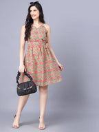 Myshka Cotton Printed Sleeveless Shoulder Straps Multicolor Women Dress - Distacart