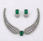 Jewel City Stunning Green American Diamond Necklace Set