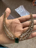 Jewel City Stunning Green American Diamond Necklace Set