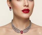 Jewel City Party Wear Red American Diamond Necklace Set