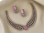 Jewel City Pink American Diamond Necklace Set