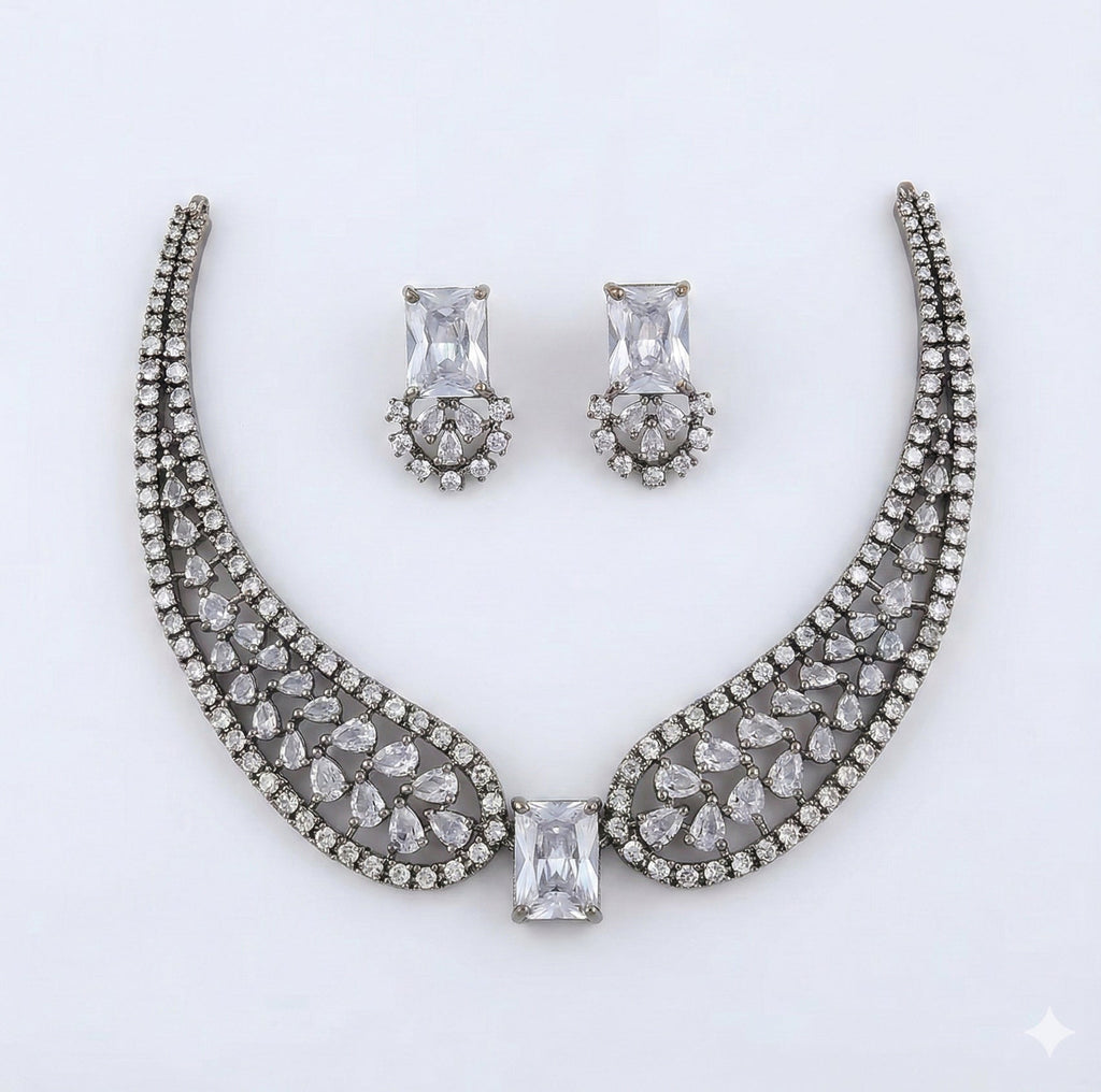 Jewel City White American Diamond Necklace Set