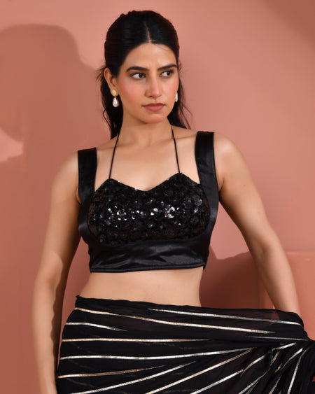 Amodini Designer Studio Women's Masaba cut black blouse