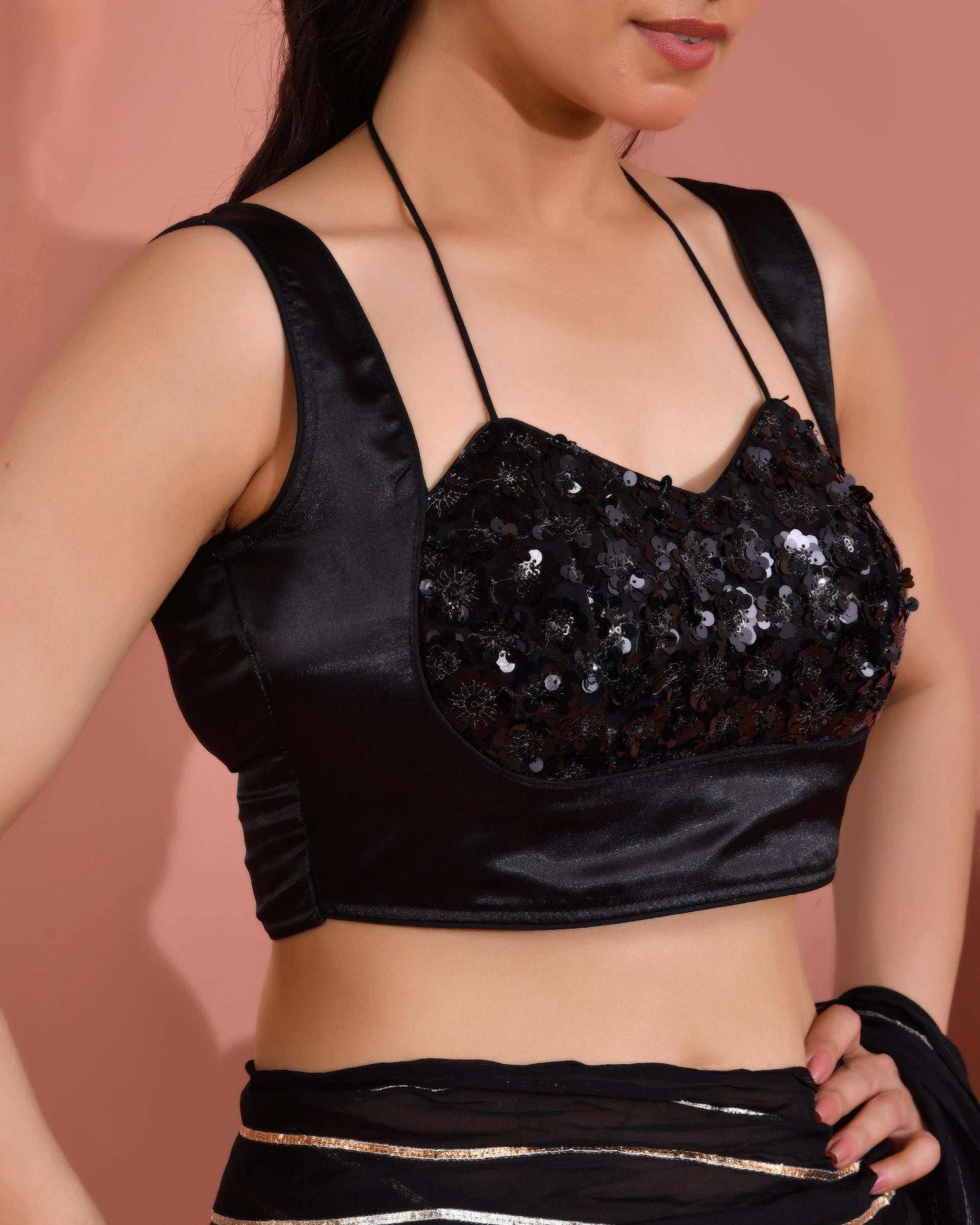 Amodini Designer Studio Women's Masaba cut black blouse - Distacart