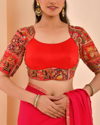 Amodini Designer Studio Women's Madhubala Style Red Blouse With Sleeves - Distacart