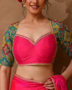 Amodini Designer Studio Women's Madhubala Style Pink Blouse With Sleeves - Distacart