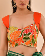 Amodini Designer Studio Women's Goblet Crepe Embroidered Orange Blouse - Distacart