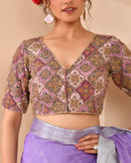 Amodini Designer Studio Women's Lavender Geometric Pattern Embroidered Blouse - Distacart