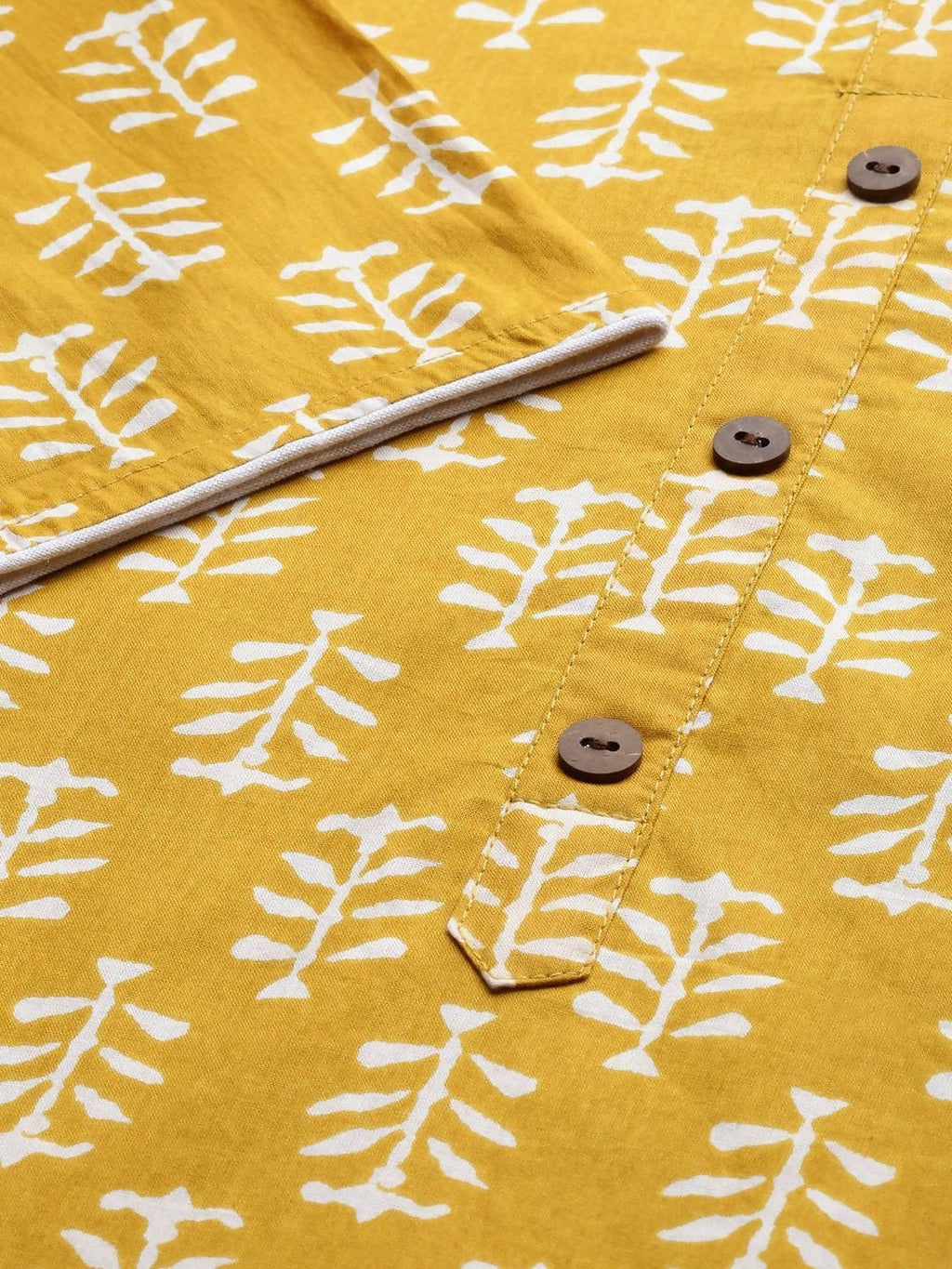 Vamika Printed Cotton Yellow Party Wear/Casual Wear Kurta Set/Suit - Distacart