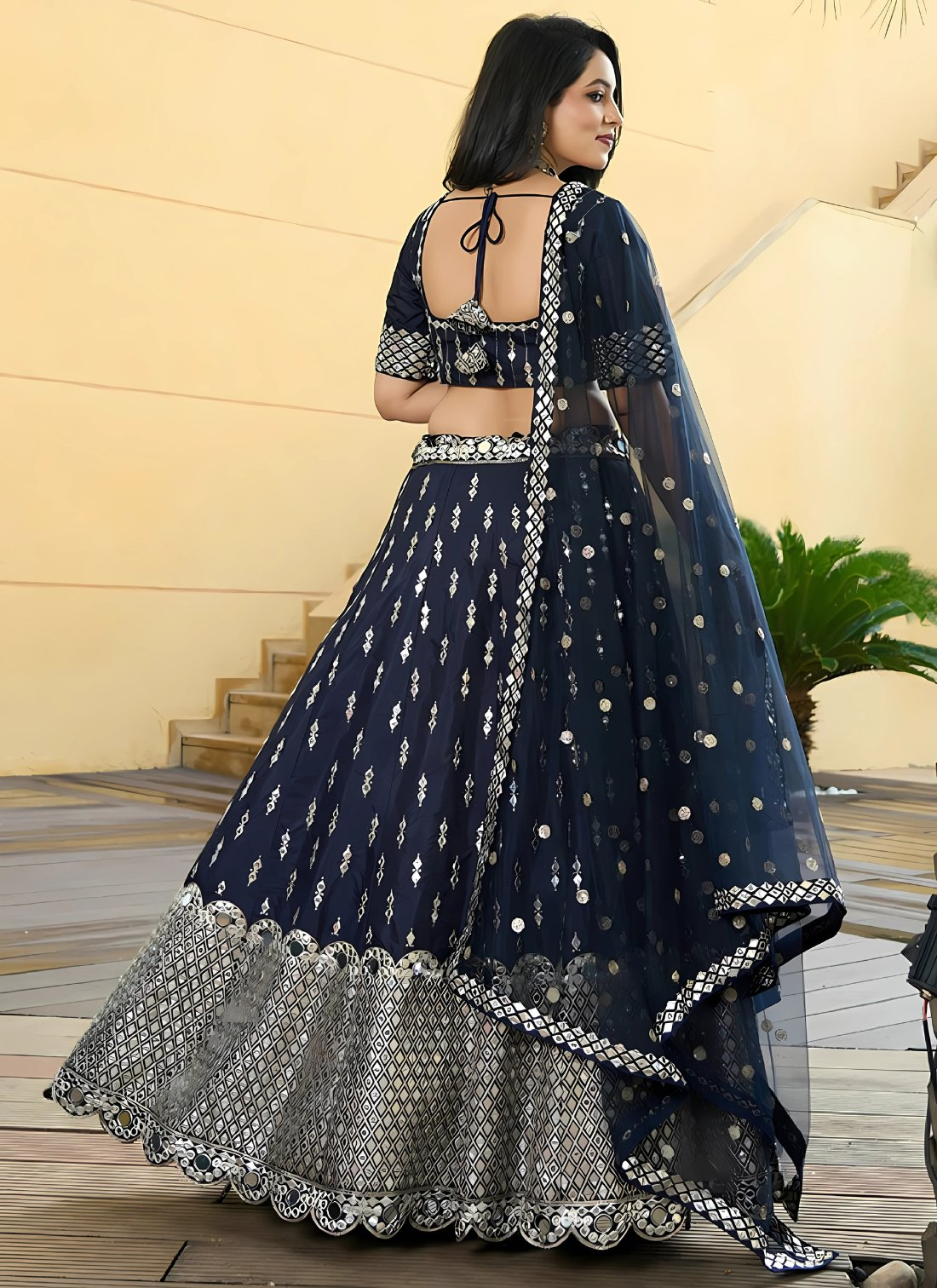Lehenga Mart Designer Wedding Lehenga Choli For Women - Navy Blue
