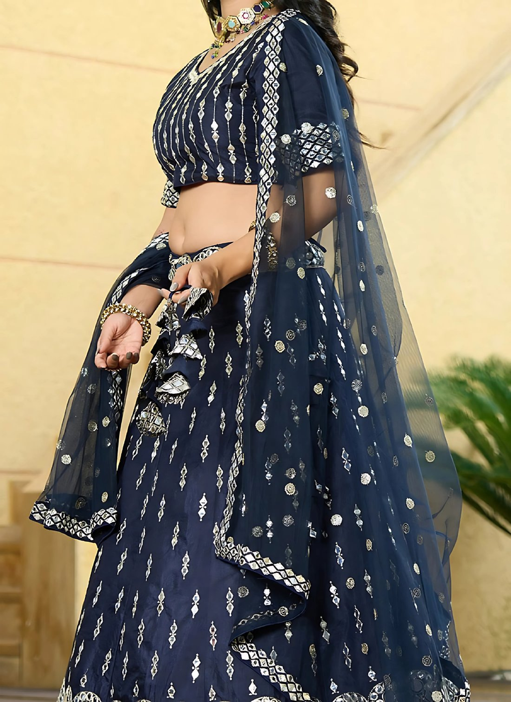 Lehenga Mart Designer Wedding Lehenga Choli For Women - Navy Blue