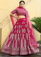 Lehenga Mart Designer Wedding Lehenga Choli For Women - Cherry Red