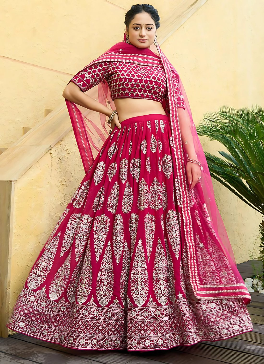 Lehenga Mart Designer Wedding Lehenga Choli For Women - Cherry Red