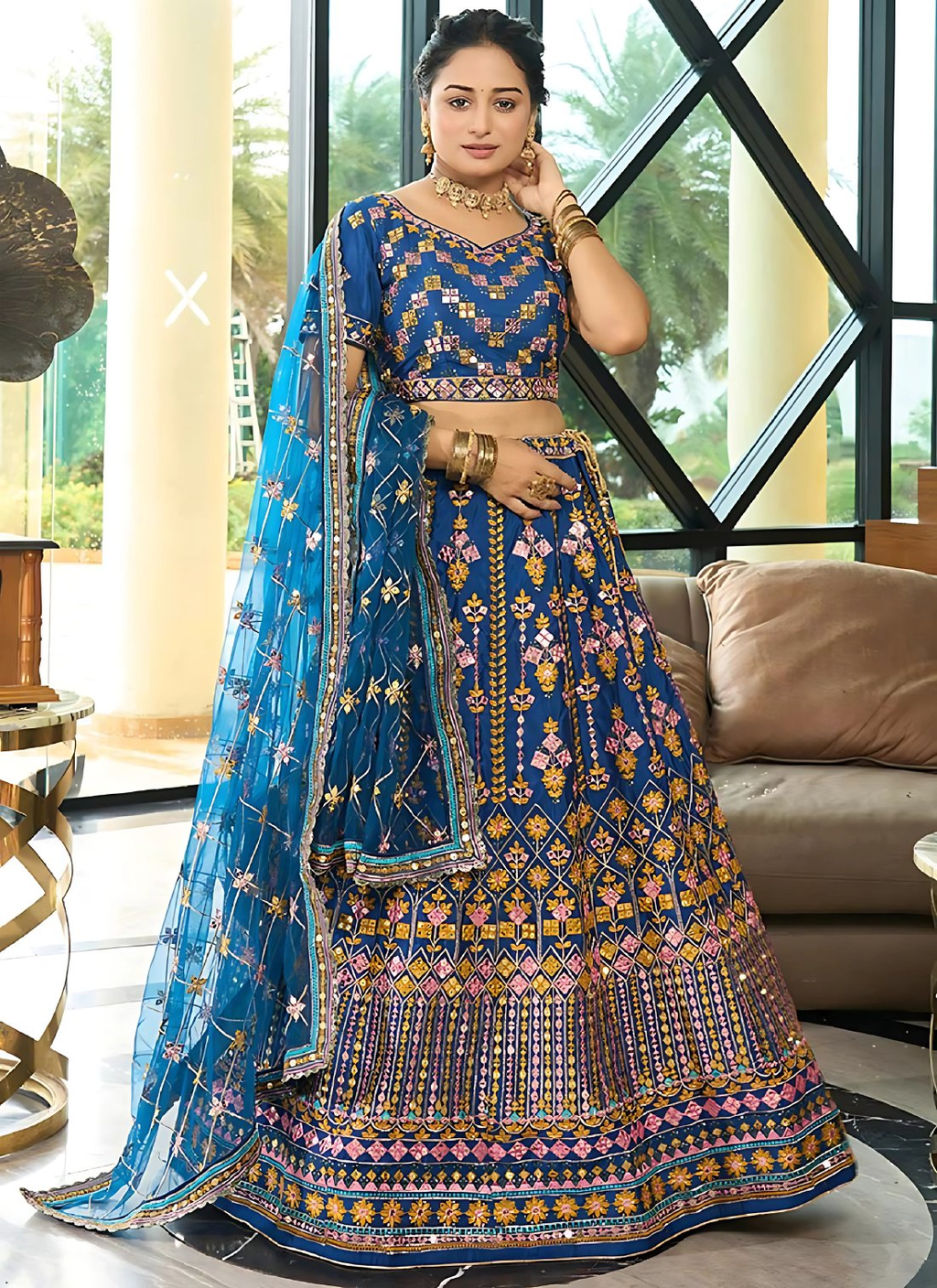 Lehenga Mart Designer Wedding Lehenga Choli For Women - Blue
