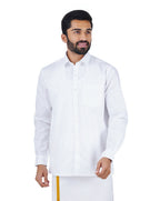 Ramraj Cotton Mens Full Sleeve Formal 100 % Cotton White Shirt