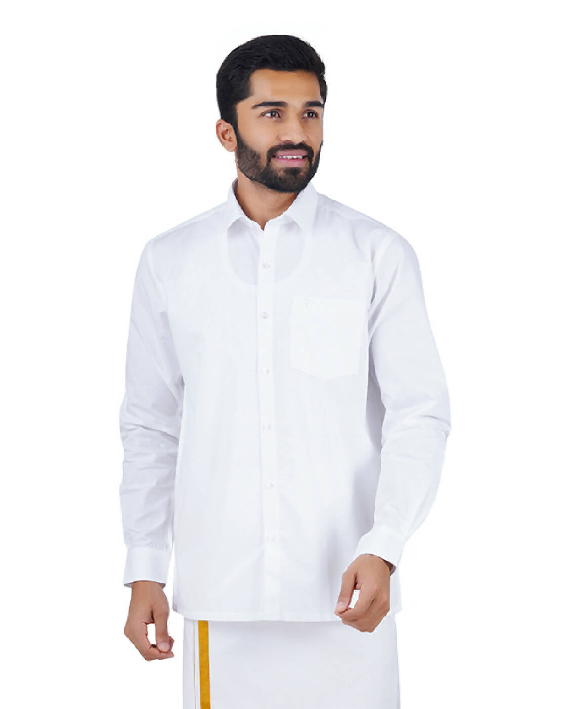 Ramraj Cotton Mens Full Sleeve Formal 100 % Cotton White Shirt