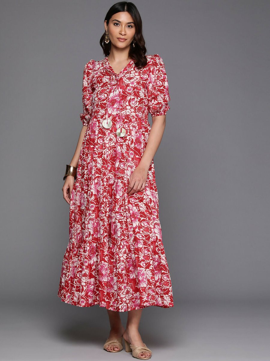 Ahalyaa Women's Traditional wear Ethnic Dress - Red - Distacart