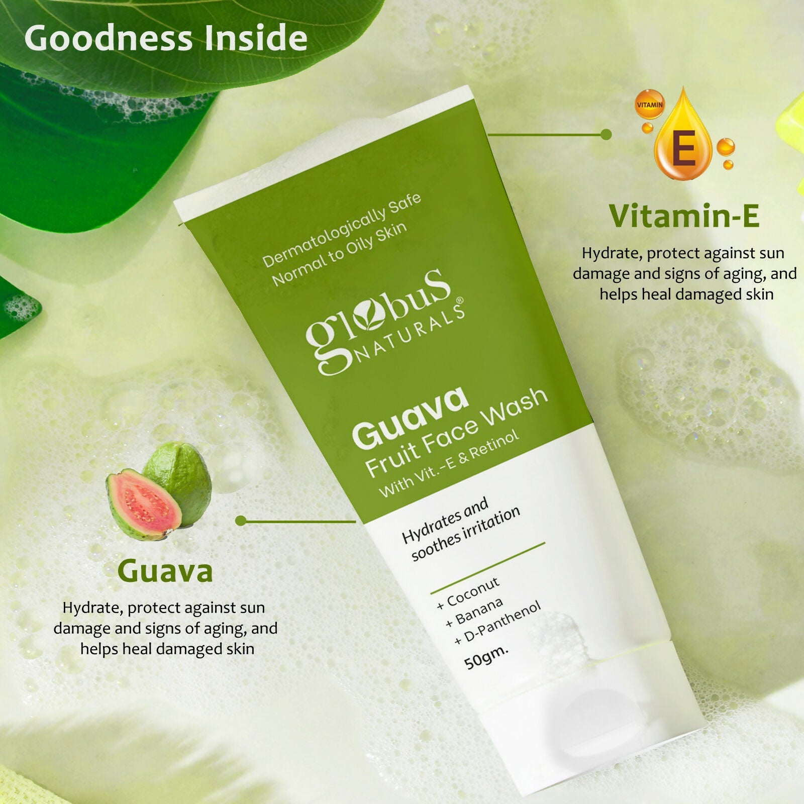 Globus Naturals Guava Fruit Face Wash with Vitamin E & Retinol - Distacart