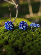 Inhanns Rangmani Crystal Duo – Adjustable Ring + Statement Earrings Set - Blue - Distacart