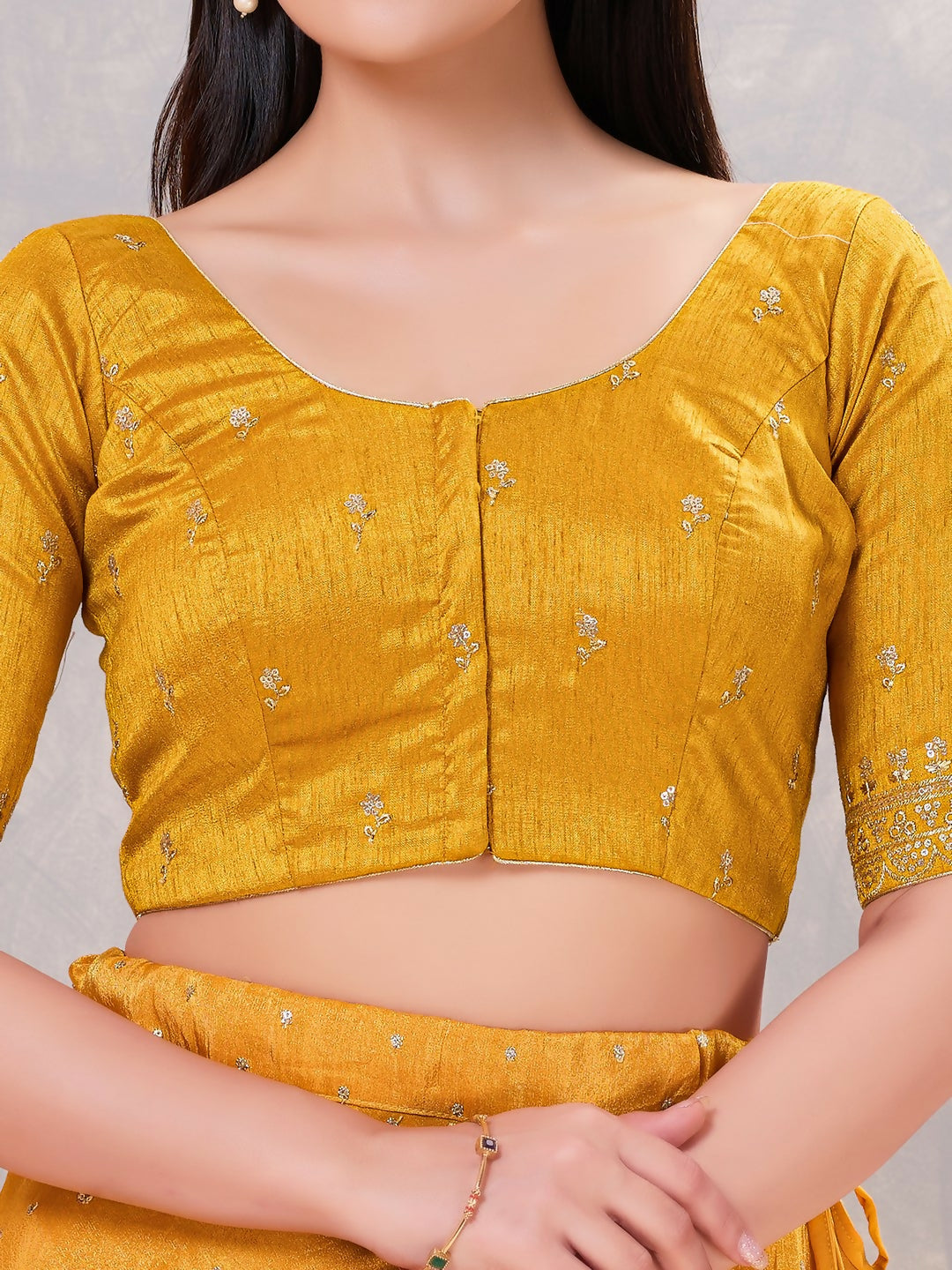 Joban Fashion Women Silk Mustard Stitched Blouse