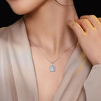 Cauer Radiant Moissanite Pendant Necklace in 925 Sterling Silver, White Gold Plated
